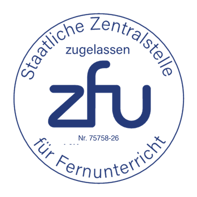 ZFU-Siegel · Staatlich zugelassener Fernlehrgang Nr. 75758-26