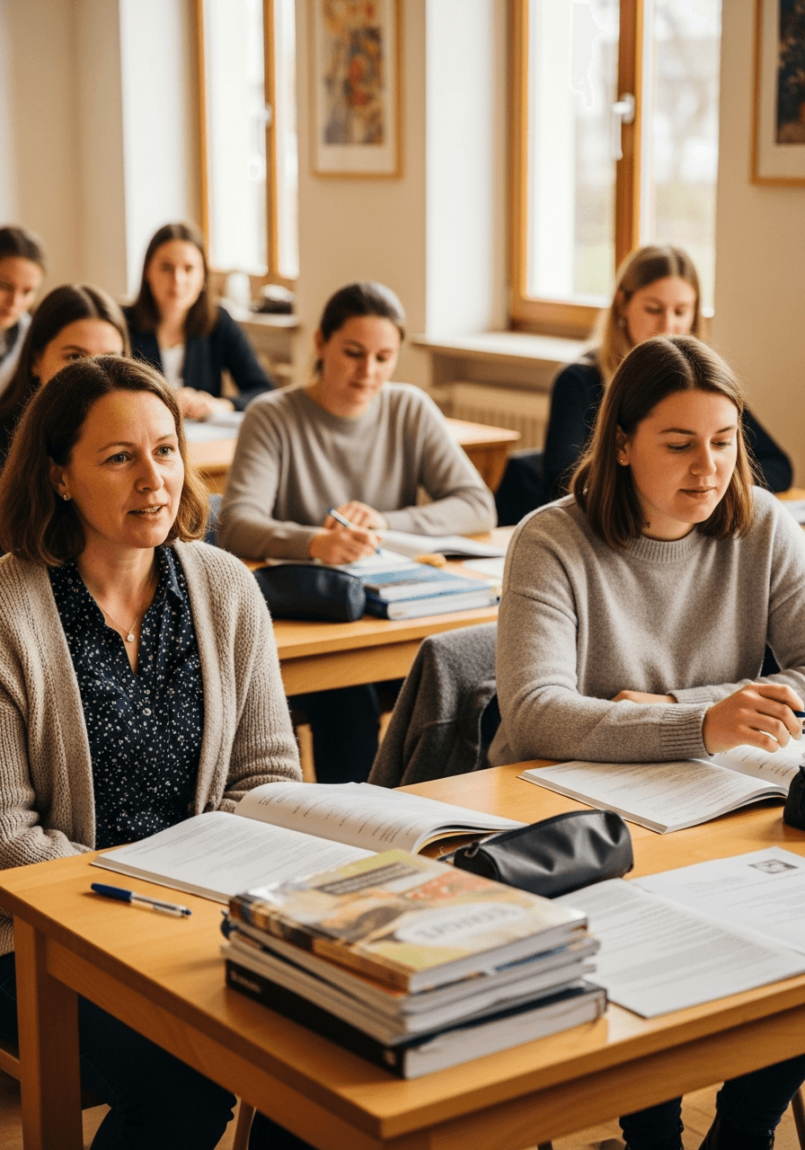 Heilpraktiker-Schüler im modernen Schulungsraum